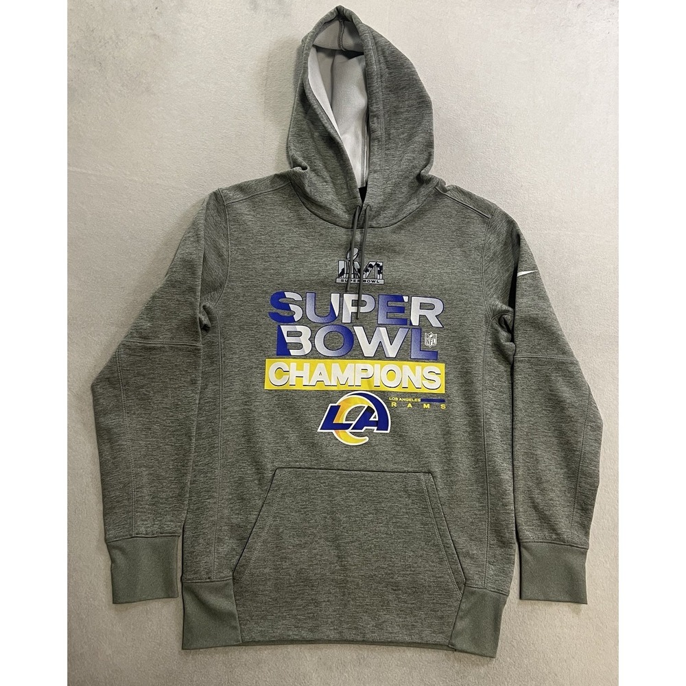 Nike Los Angeles Rams Super Bowl LVI Champions Hoodie Medium Gray Dri-FIT NFL